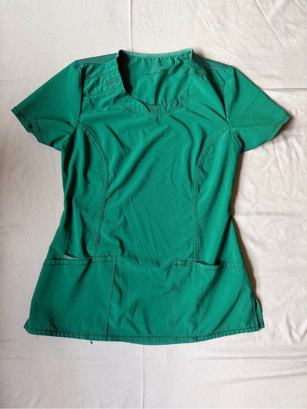 Cherokee Infinity Green Round Neck Scrub Top Size Small